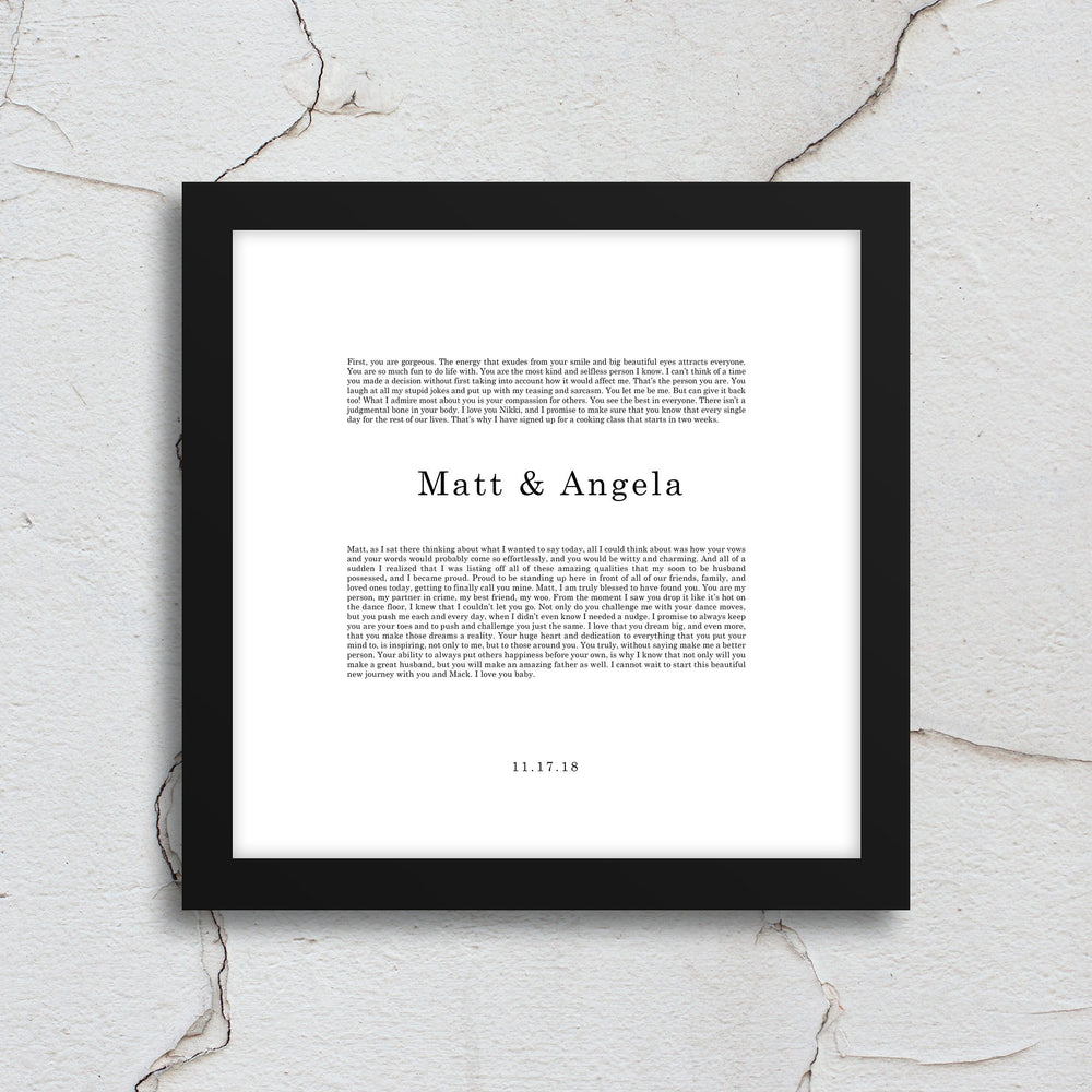 First Anniversary Gift, wedding vow, art, gift, Printed vows, His and Her, print, Anniversary, for him, for her, for wife, Christmas