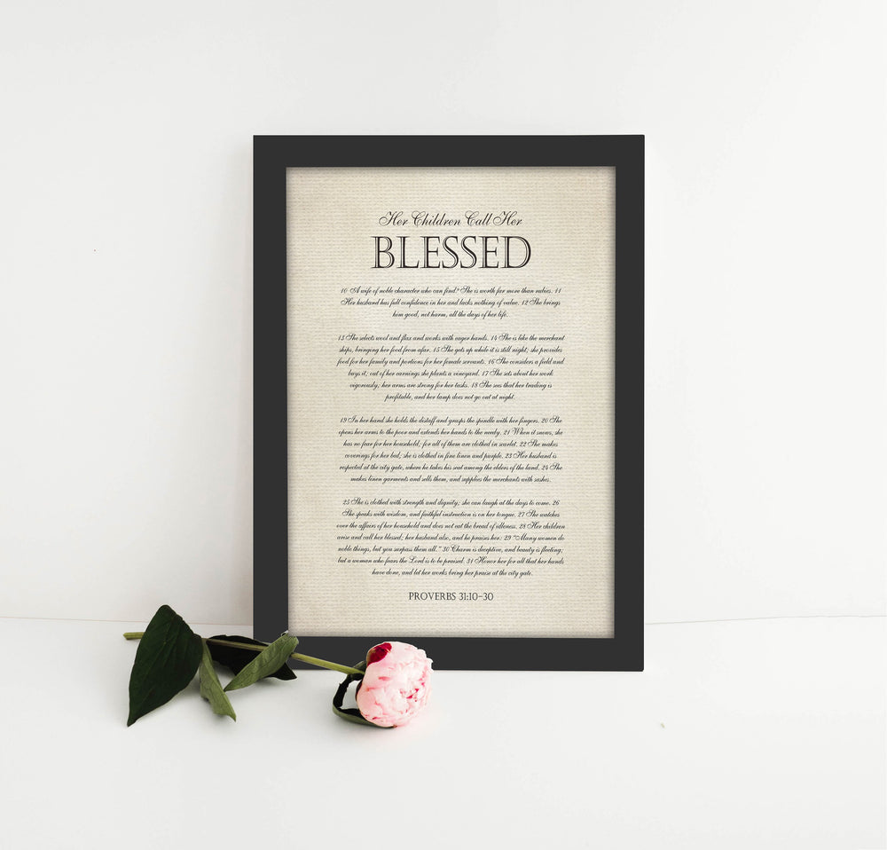 
                  
                    Her Children Call her Blessed, Framed Christian Gift, for Mother, Proverbs 31:10-30, Gift for Wife, Mother's Day Keepsake from Kids, Prov 31
                  
                