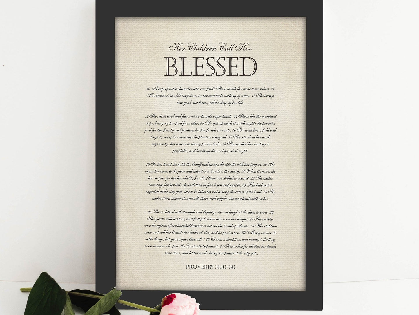 Her Children Call her Blessed, Framed Christian Gift, for Mother, Proverbs 31:10-30, Gift for Wife, Mother's Day Keepsake from Kids, Prov 31