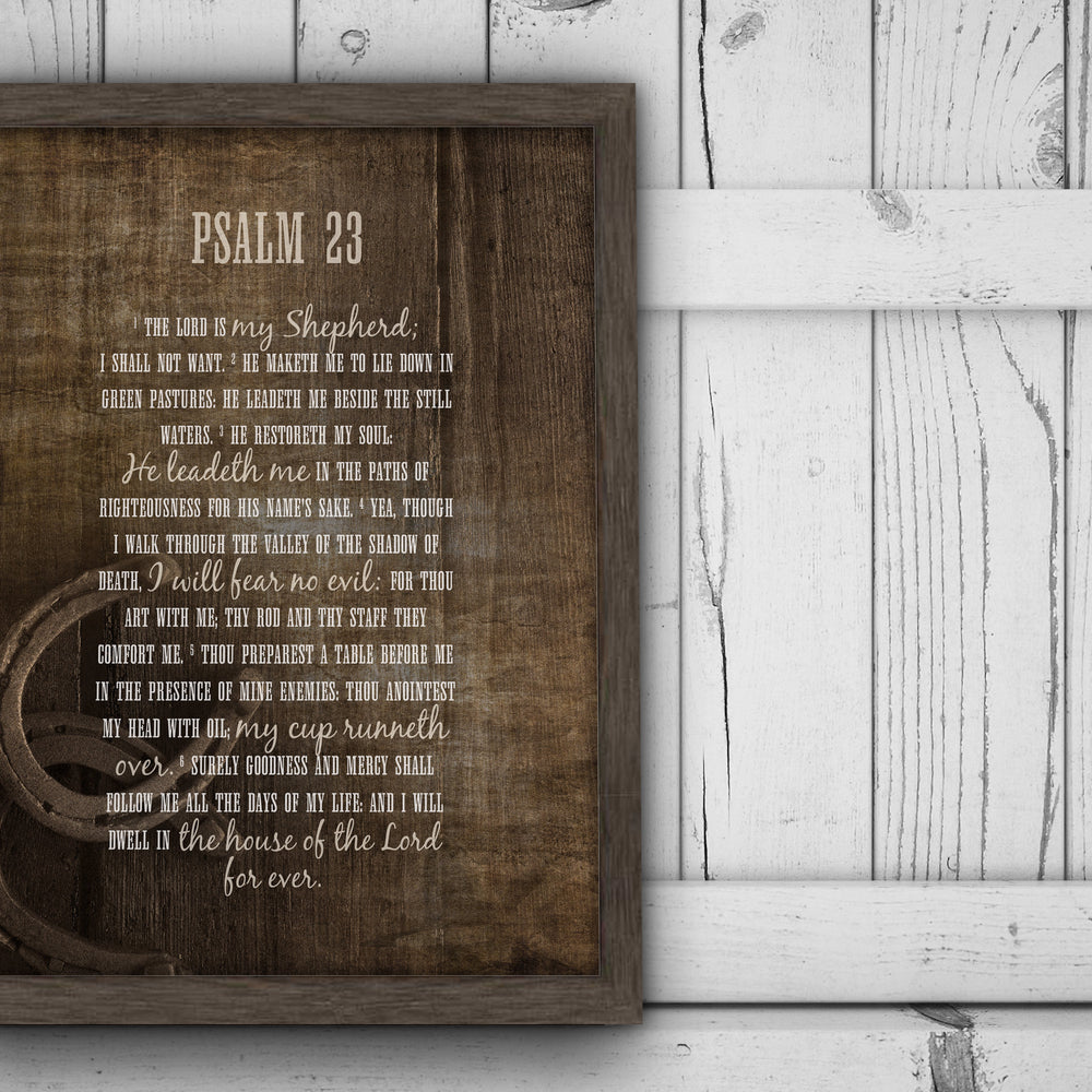 
                  
                    Psalm 23 Farmhouse Art, Rustic Christian Wall Art, Framed Christian Art, The Lord Is My Shepherd, Christian Wood Art, Horseshoe, Weathered
                  
                