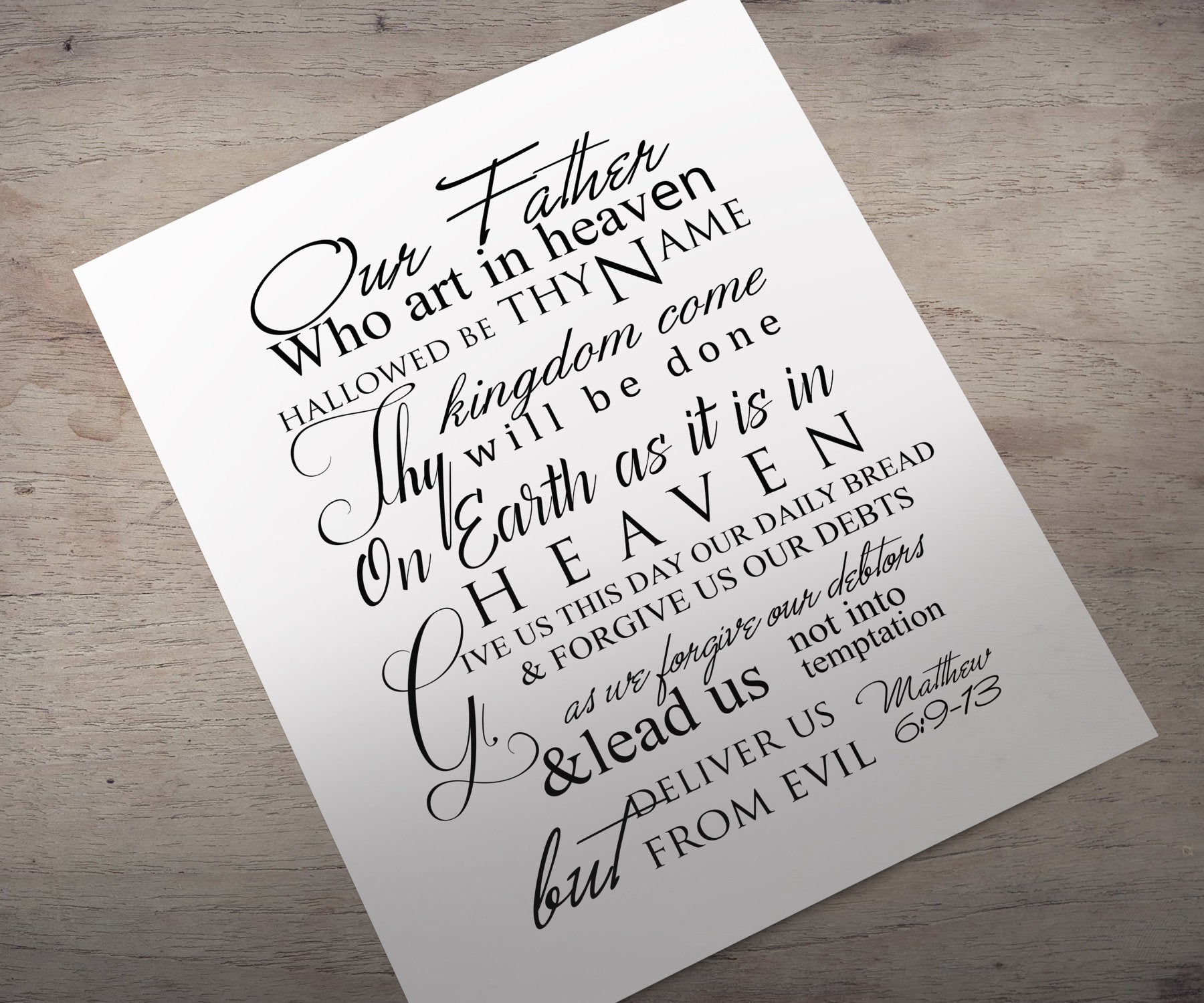 The Lord's Prayer Framed Decor, Christian Wall Art,Inspirational Decor, Our Father Who Art in Heaven, Mathew 6, Popular Christian Prayer,