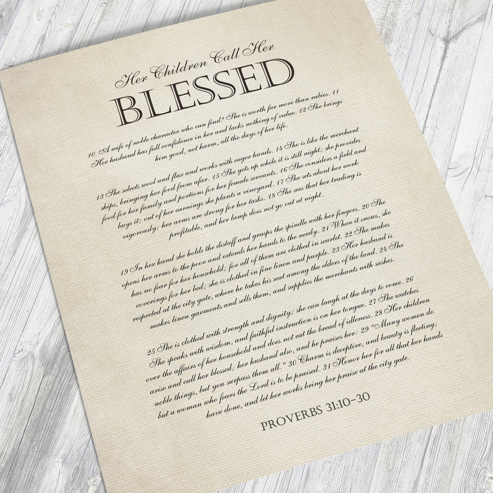 
                  
                    Her Children Call her Blessed, Framed Christian Gift, for Mother, Proverbs 31:10-30, Gift for Wife, Mother's Day Keepsake from Kids, Prov 31
                  
                