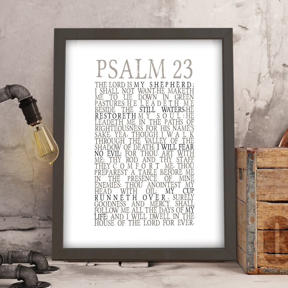 
                  
                    Psalm 23, Framed Scripture Print, Bible Verse Print, The Lord is my Shepherd, christian subway, decor, gift, inspirational, friend, best
                  
                