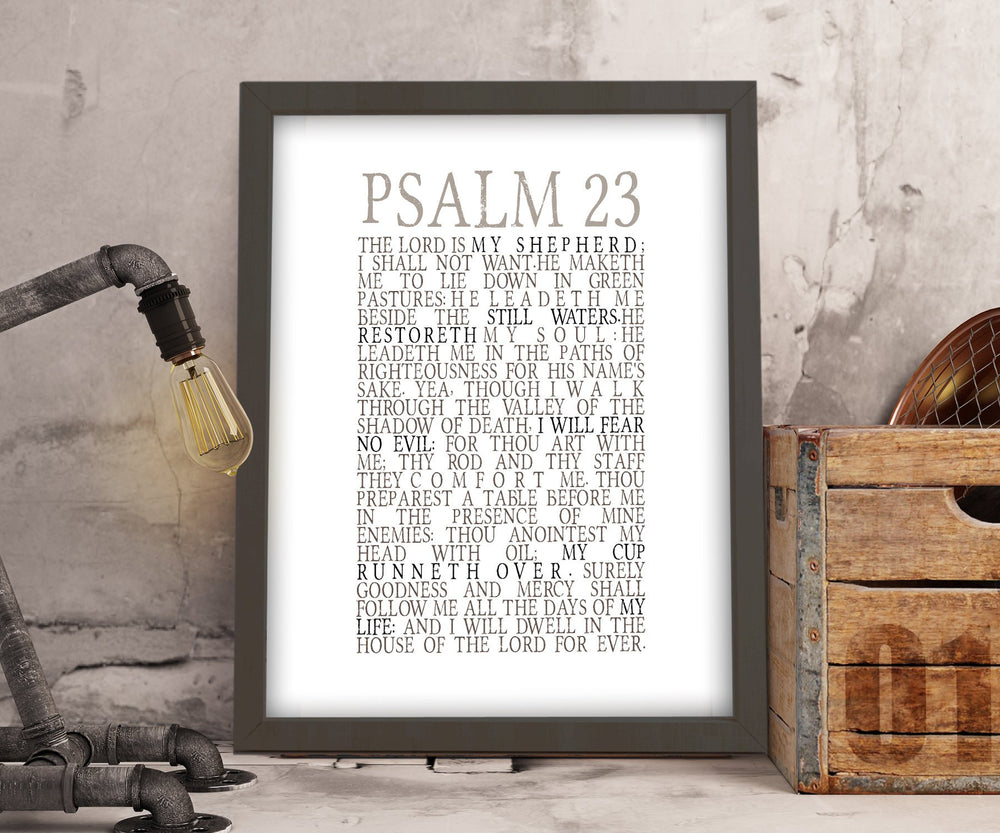 Psalm 23, Framed Scripture Print, Bible Verse Print, The Lord is my Shepherd, christian subway, decor, gift, inspirational, friend, best