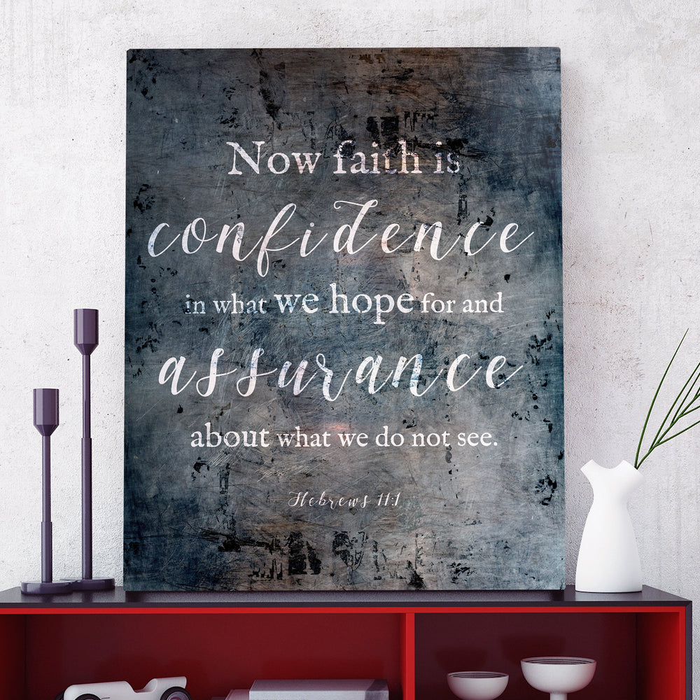 
                  
                    Hebrews 11:1, Distressed Metal Sign, Now faith is confidence, Christian Decor, Industrial Metal Print, Gift, Christian Men, Encouragement
                  
                
