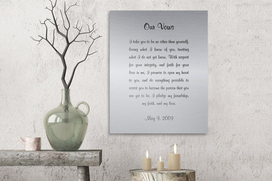 Customizable Wedding Vow Decor on Tin