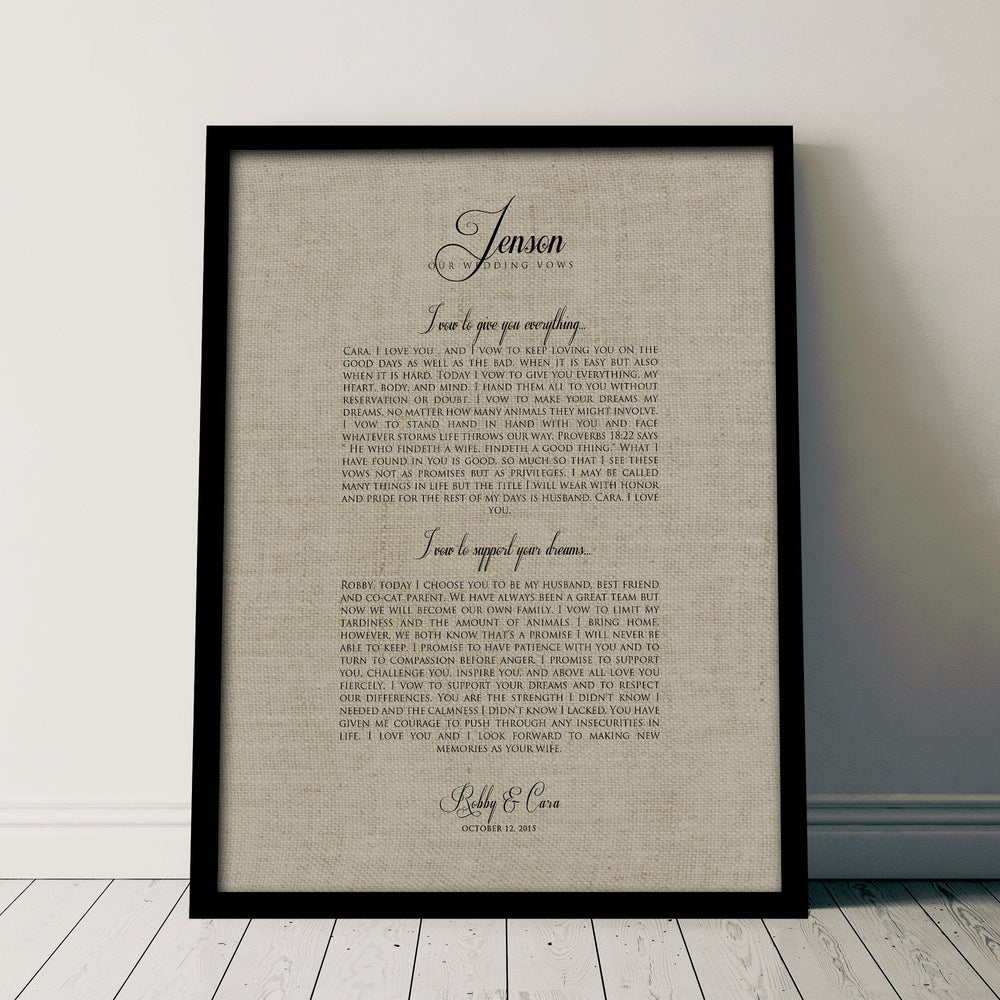 
                  
                    Our Vows on Linen, Framed Linen Anniversary Gift
                  
                