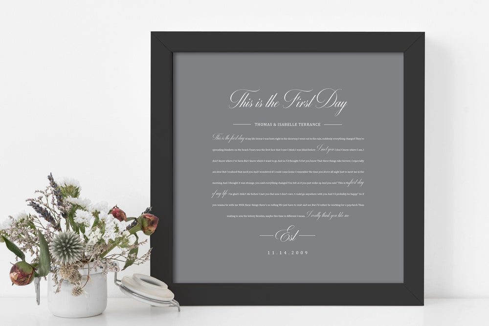 
                  
                    1st Year Anniverary Gift, Paper Anniversary Gift, Song Lyrics on Paper, 1st Wedding Anniversary Gift, Framed Lyric, Song Print, Wedding Gift
                  
                