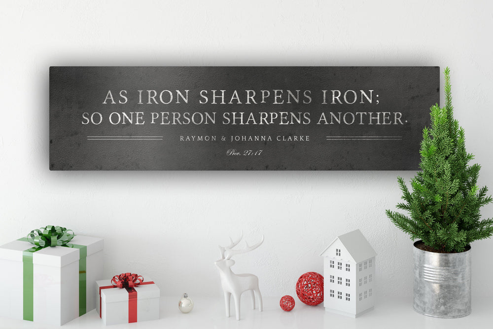 
                  
                    Iron Anniversary Gift, Iron Sharpens Iron Sign, 6 Year Anniversary gift for him, Religious Wedding gift, 6th Anniversary Gift, Metal Sign
                  
                