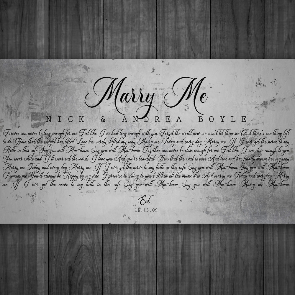 
                  
                    Wedding Song on Tin, 10 Year Wedding Anniversary Gift for Husband, Song on Metal, First Dance Song Print, 10th Anniversary Gift, Gift on Tin
                  
                