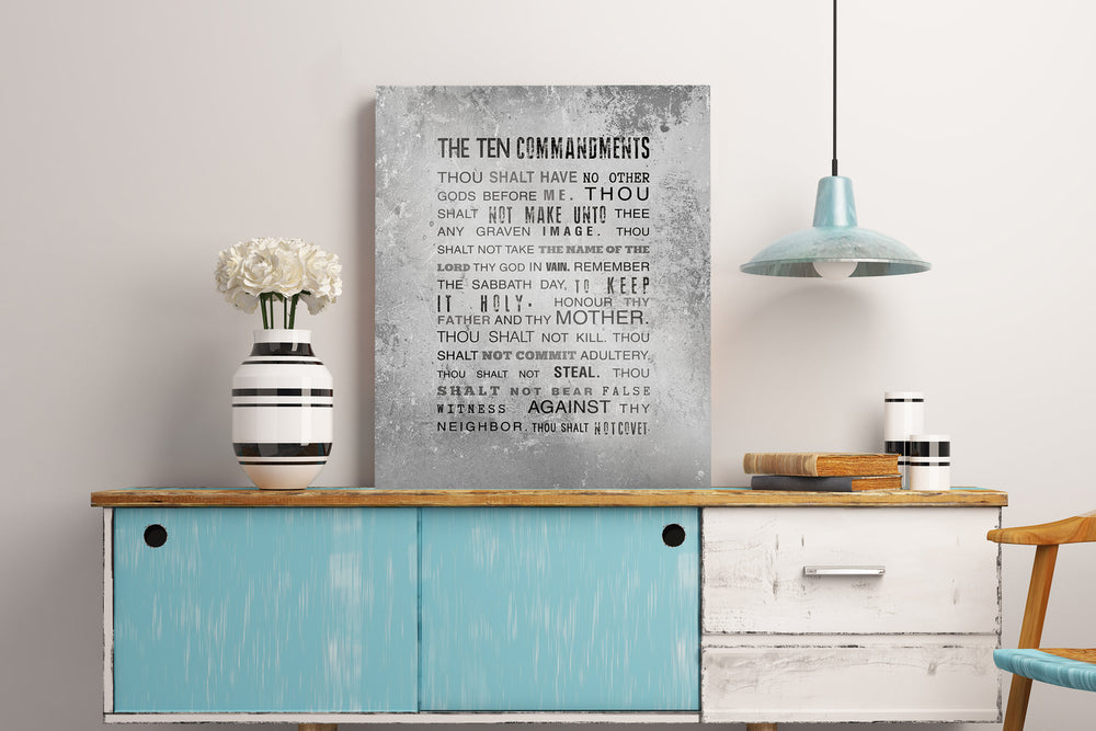 10 Commandments Sign on Tin