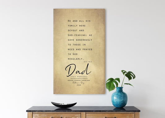 Personalized Father's Day gift, Gift for Son, Personalized Gift for Husband, Acts 10:2, Husband Gift, for dad from kids, Father's day Gift