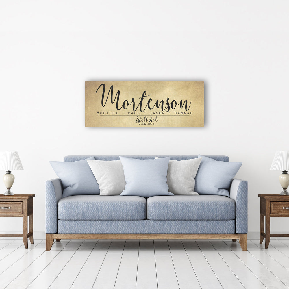 
                  
                    Rustic Family Name Sign on Cotton Canvas
                  
                