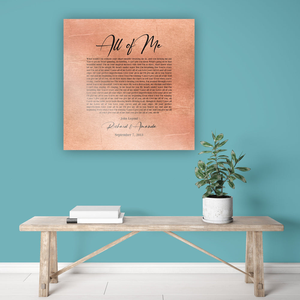 Personalized Copper Song Lyric Sign