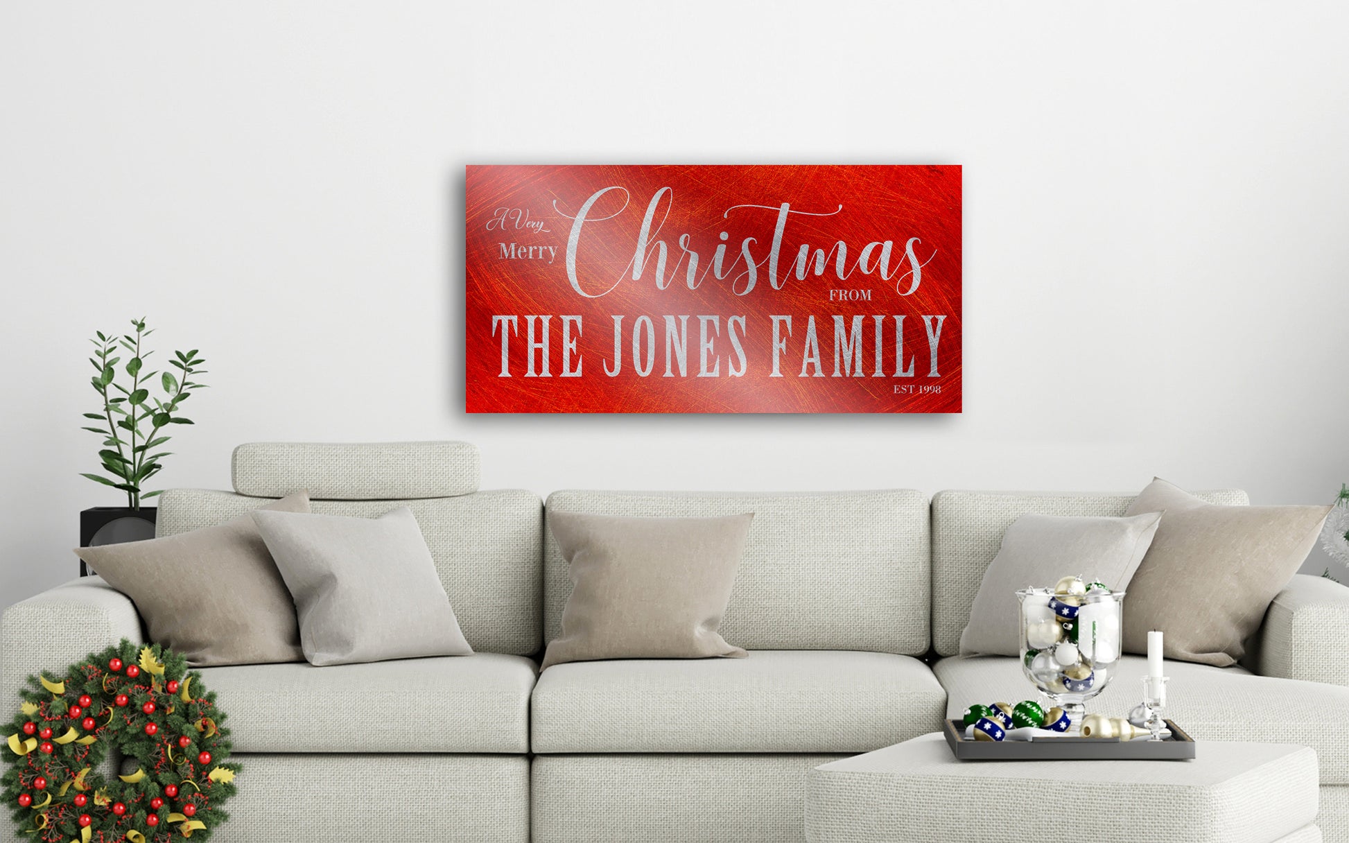 Large Christmas Sign, Family Name, Holiday Sign, Christmas wall, Personalized Sign, Est Sign, Family Sign, Name Sign, Christmas Wall decor