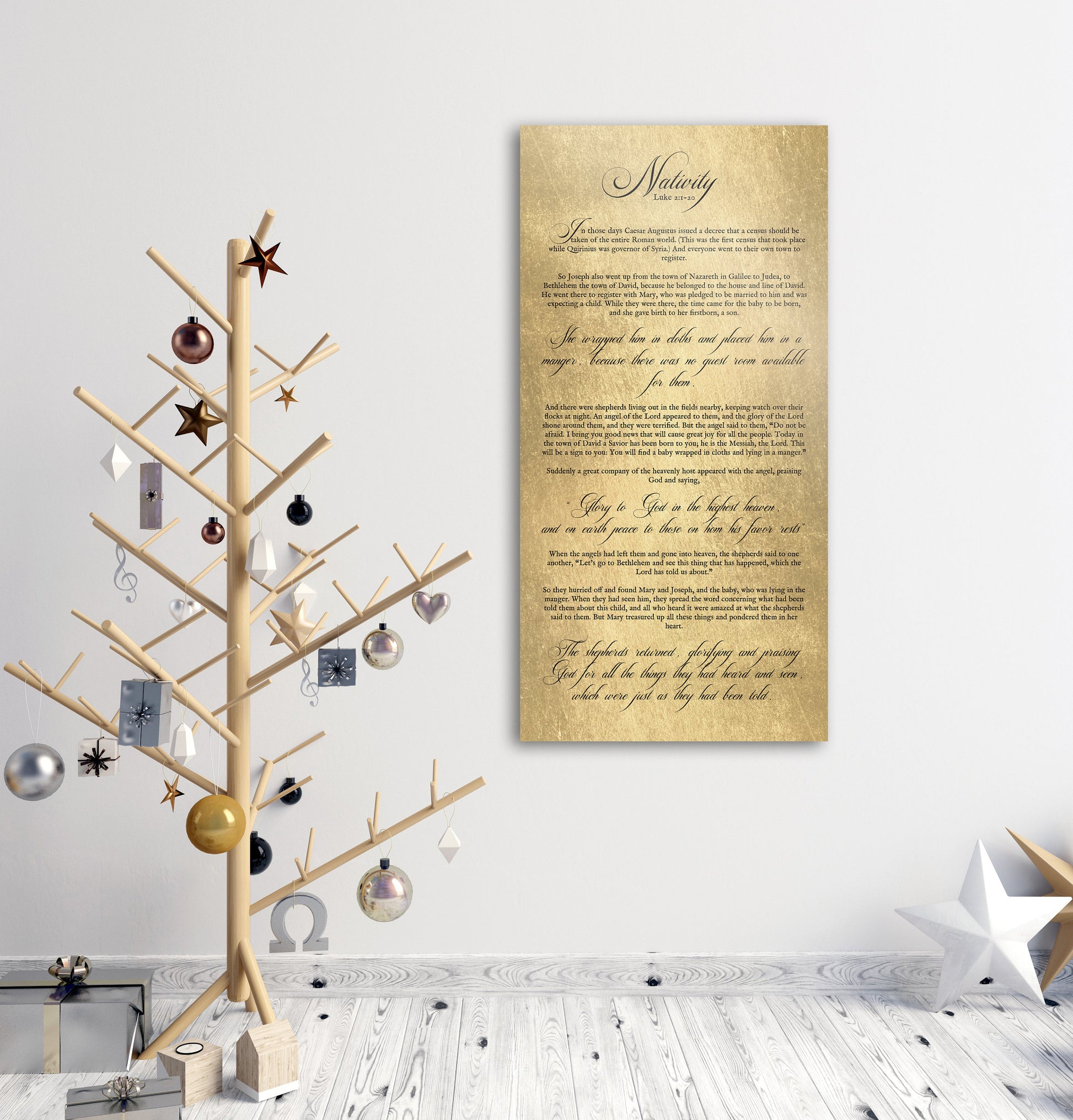 Christmas Story, Sign, Nativity Art, Christmas Scripture Sign, Christian, Christmas Sign, Luke 2, Birth of Christ Story, Nativity Scripture