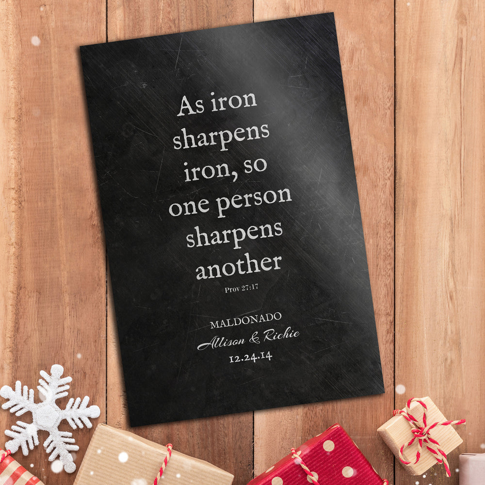 
                  
                    As Iron Sharpens Iron, Monogrammed Gift, Scripture Sign, Proverbs 27:17, Gift for 6th, Anniversary, 6 Year Wedding, Gift for Couple, Gift
                  
                