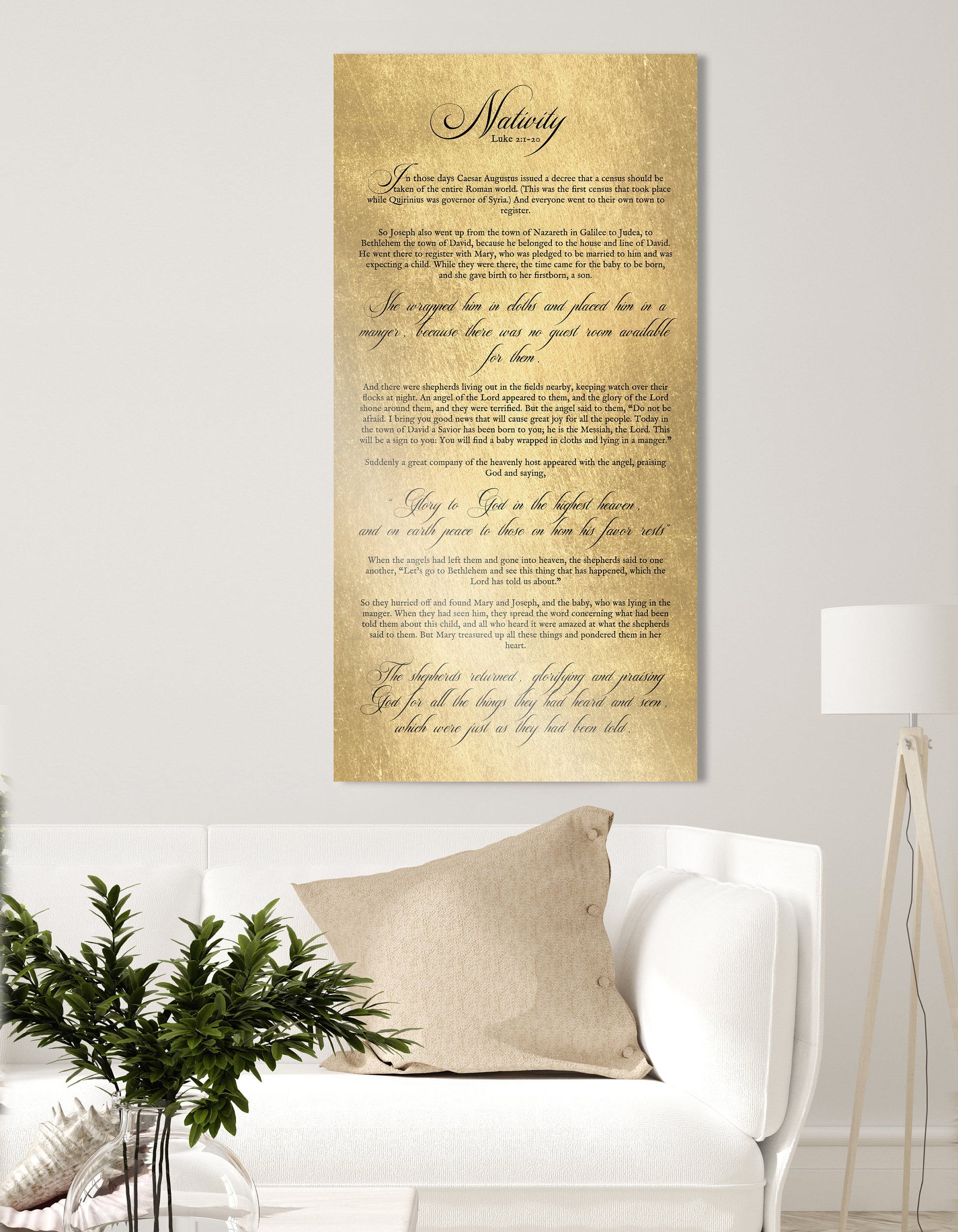 Christmas Story, Sign, Nativity Art, Christmas Scripture Sign, Christian, Christmas Sign, Luke 2, Birth of Christ Story, Nativity Scripture