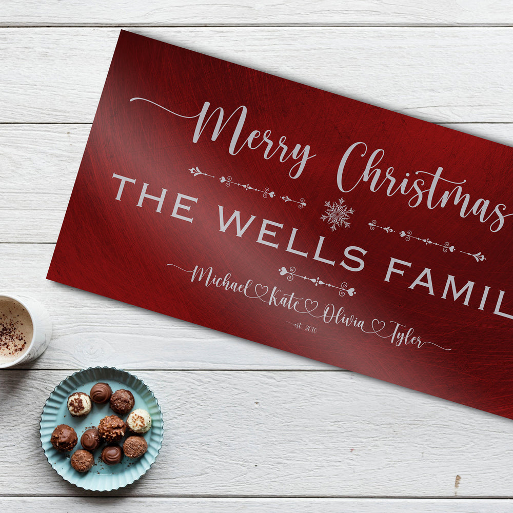 Family Christmas Sign, Christmas, decor, heart name, Personalized Holiday Sign, Establsihed Sign, with Name, Name Sign, Merry Christmas Sign