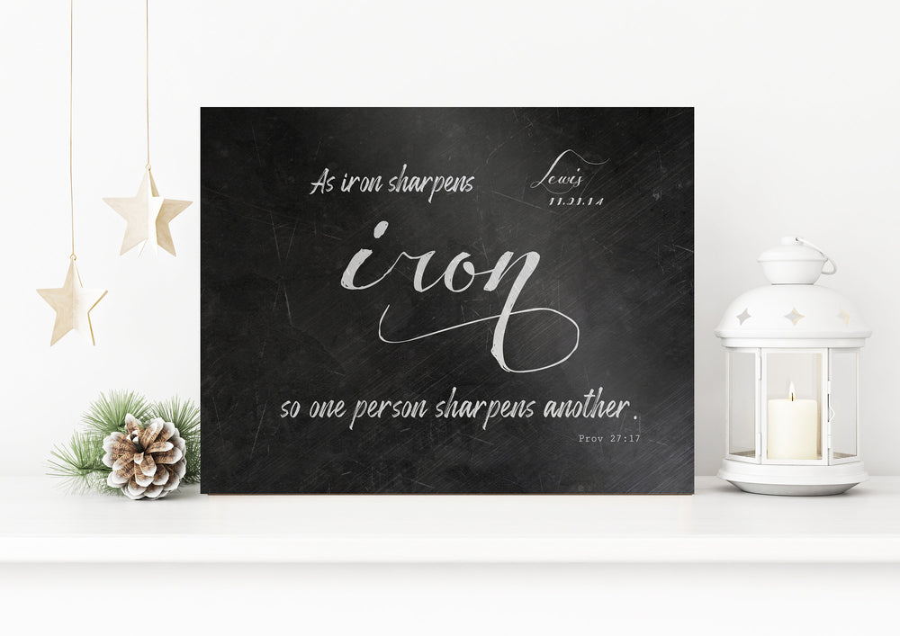As Iron Sharpens Iron, Personalized, Gift for Her, Iron Gift, Monogrammed, Metal Sign, Scripture Sign, 6 Year Anniversary, Proverbs 27:17,