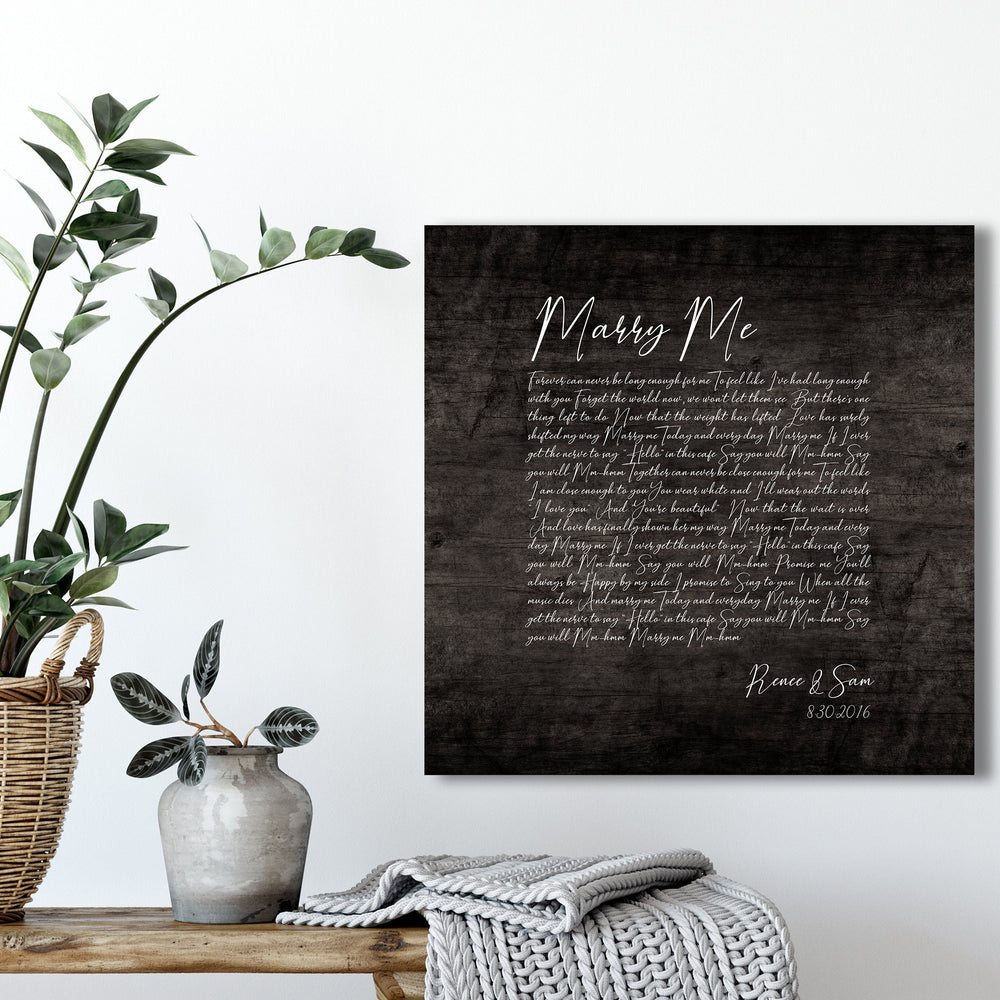 Wood Anniversary Gift for her, Song Print
