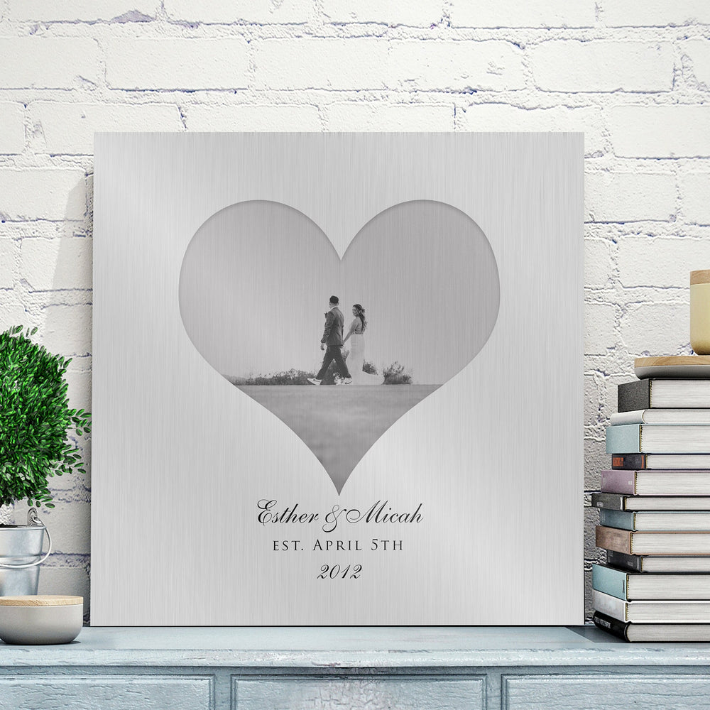 Photo Heart Tin, Plaque, tin gift,  for wife, 10th anniversary gift, photo gift, couples gift wedding gift, est date photo, photo on tin