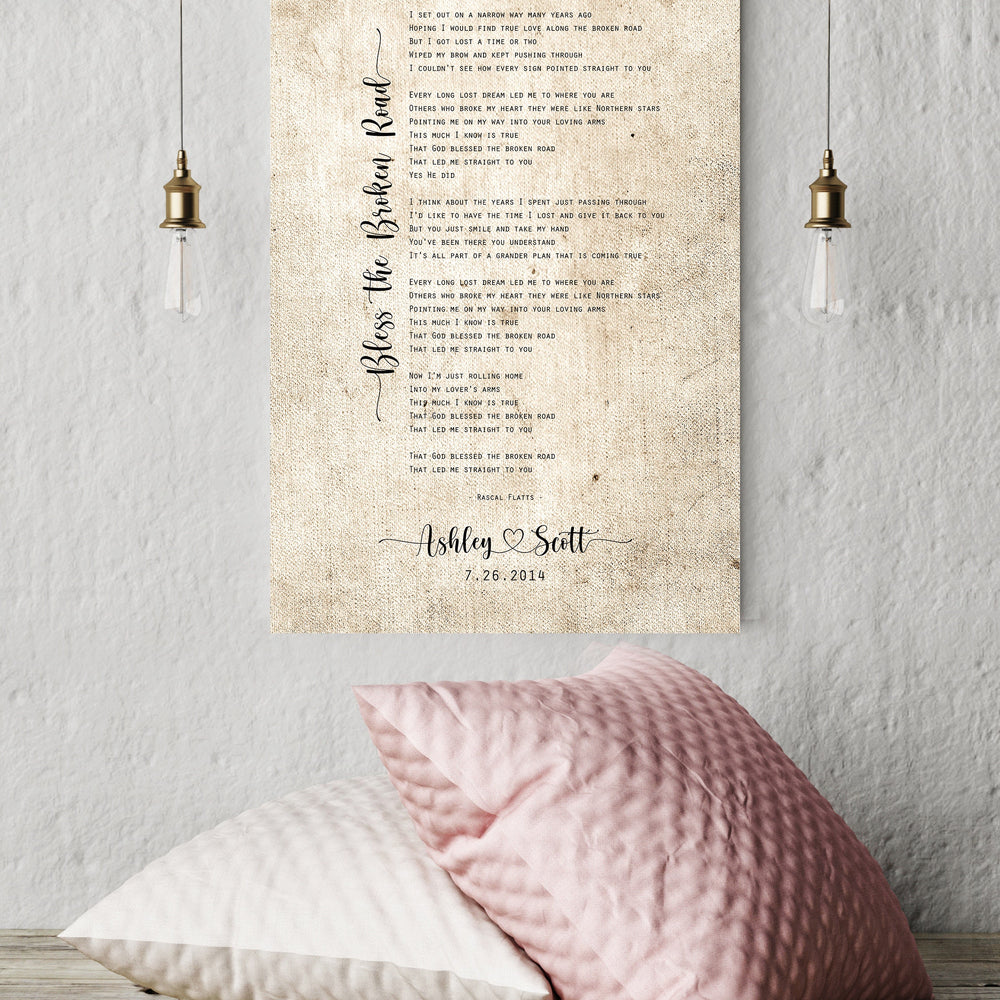 Cotton Song Print, 2nd Anniversary Gift for wife, Custom Song Lyric art, Anniversary Gift Women, Gift for wife, Cotton Anniversary Gift