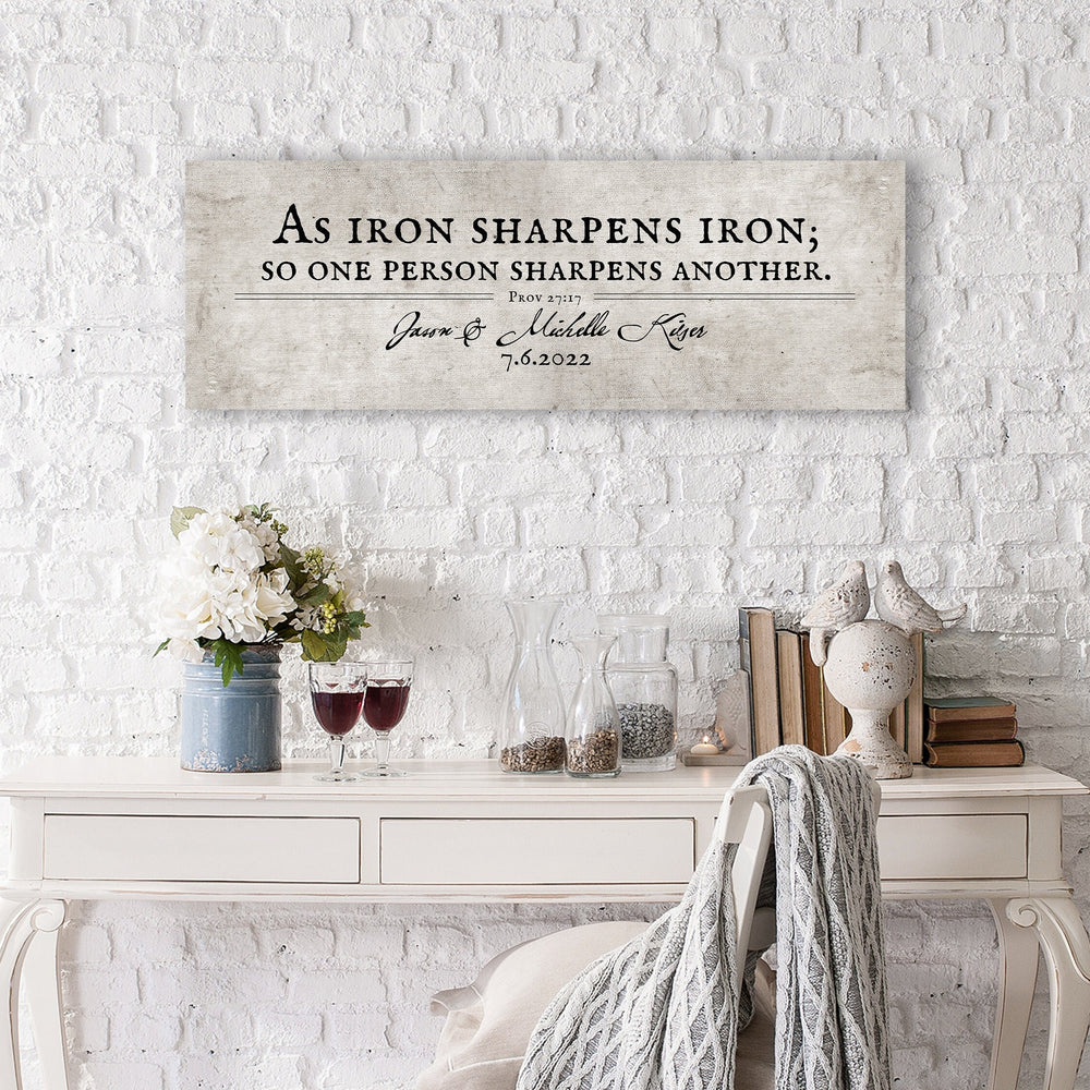 Iron sharpens Iron Sign, Cotton Gift, Scripture Gift for Couple, Cotton Anniverary Gift, Religious Gift for couple, Iron sharpen iron gift