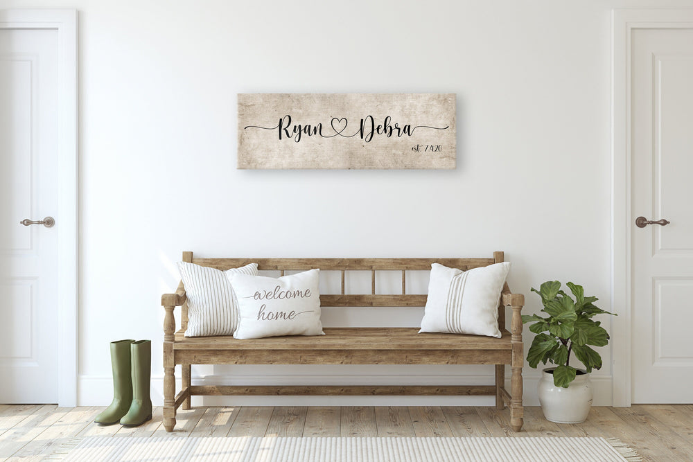 Rustic Cotton Name Sign, Couples Wall Art, Cotton Canvas Established sign, 2 year Anniversary Gift, Cotton Anniverary Gift, I Love You Gift