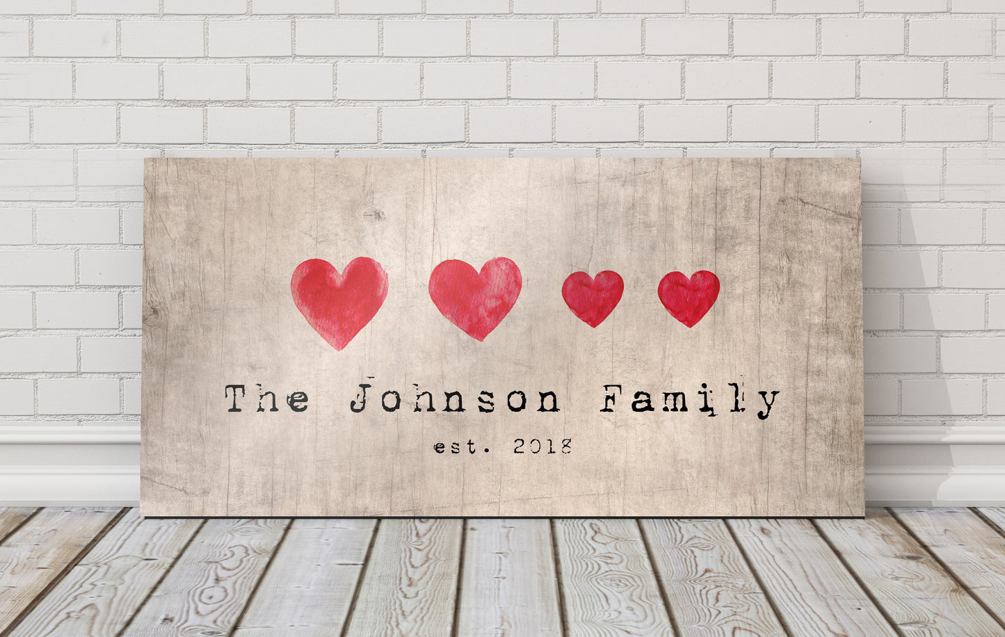 Family Hearts Name Sign, Wooden Anniverary Gift, Custom Family Sign, 5th Anniversary Gift, 5 Year Anniversary Gift, Personalized Wood Gift