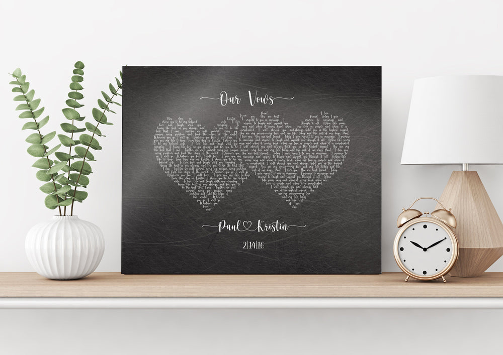 Our Vows, Custom Wedding Vow Print, Romantic Annivesray Gift, Vows on iron or tin, 6 year gift for Him, 6th anniversary gift for Wife