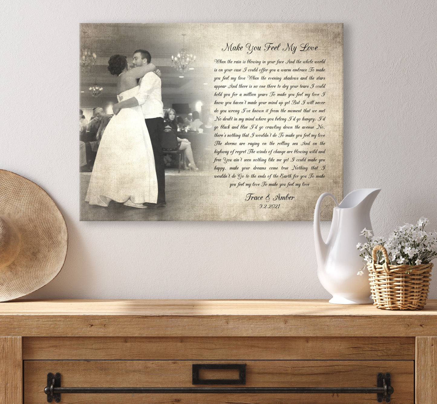 
                  
                    2nd Anniversary Gift, Traditional Cotton, Canvas with Words, Photo Gift with Lyrics, Cotton Gift for Anniversary, Canvas Print with song
                  
                