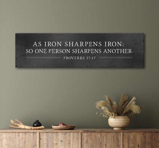 Iron Sharpens Iron Sign, Proverbs 27:17 Wall Decor, Rustic Scripture Art, Christian wall hanging, Bible Verse Decor, Inspirational mens gift