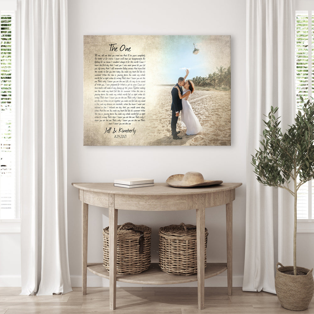 2 Year Anniversary Gift, Custom Cotton Photo Canvas, Song Lyrics and Photo, Cotton Gift for Anniversary, Canvas Print with Quote, 2nd Year