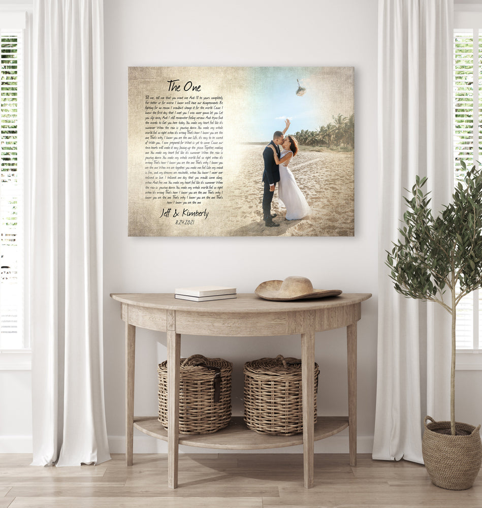 
                  
                    2 Year Anniversary Gift, Custom Cotton Photo Canvas, Song Lyrics and Photo, Cotton Gift for Anniversary, Canvas Print with Quote, 2nd Year
                  
                