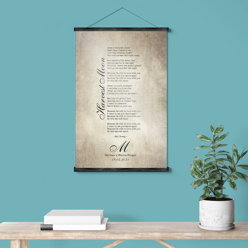 
                  
                    Our Song Scroll Tapestry, Cotton Anniversary, 1st Dance Lyric Print, Anniversary Gift, 2nd Anniversary Gift for wife, Rustic Hanging Decor
                  
                
