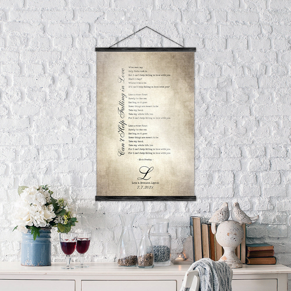 
                  
                    Our Song Scroll Tapestry, Cotton Anniversary, 1st Dance Lyric Print, Anniversary Gift, 2nd Anniversary Gift for wife, Rustic Hanging Decor
                  
                