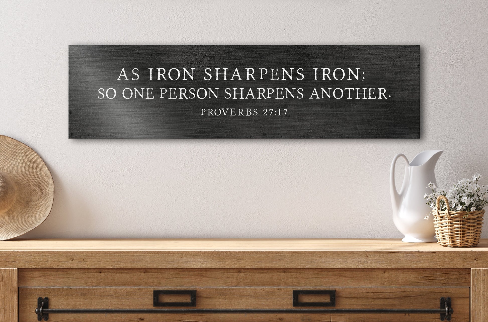 Iron Sharpens Iron Sign, Proverbs 27:17 Wall Decor, Rustic Scripture Art, Christian wall hanging, Bible Verse Decor, Inspirational mens gift