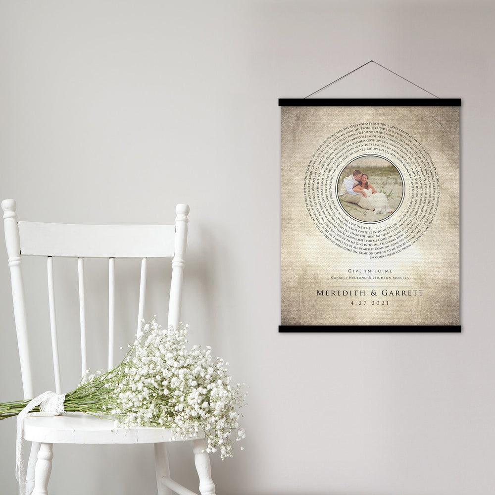 
                  
                    2 Year Cotton Anniversary, Photo Record Art, Vinyl record Love Song Tapestry, Anniversary Gift, 2nd Anniversary Gift for him, Lyric Print
                  
                