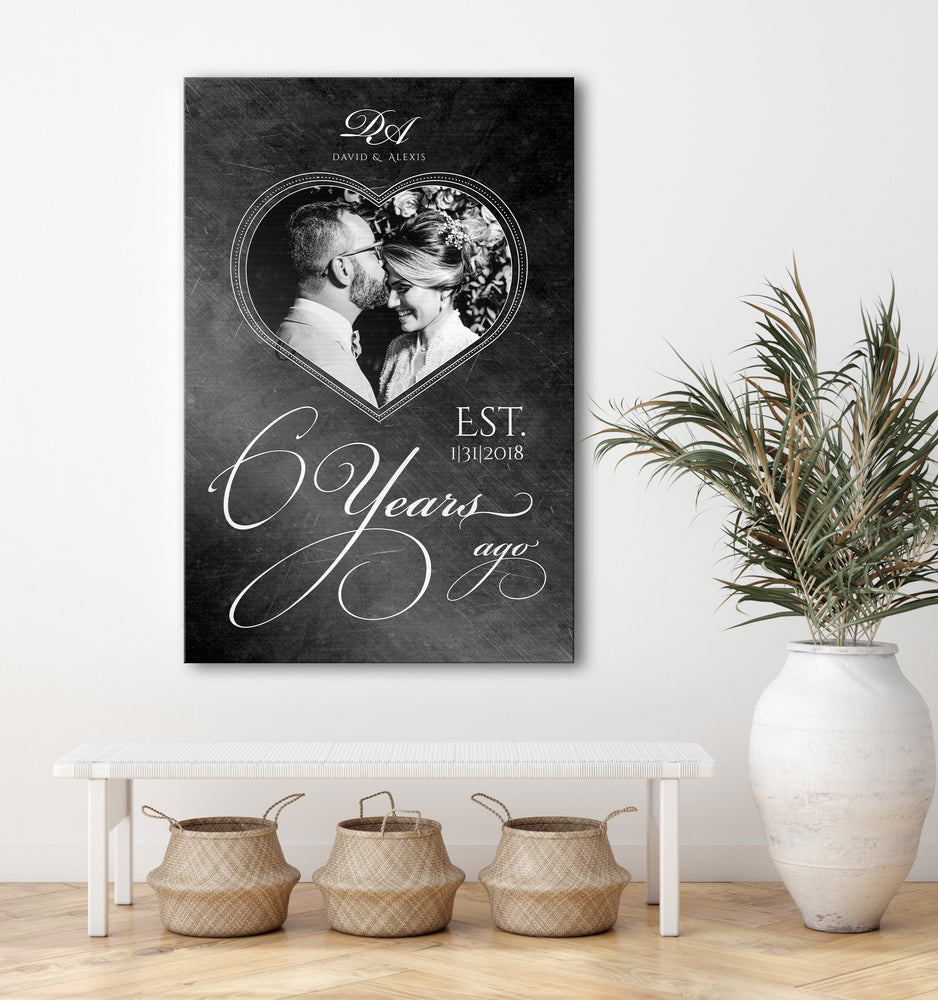 
                  
                    Personalized Iron Anniversary Sign, 6 Years Ago, Photo Gift, Six Year Anniversary Plaque, Heart-framed Photo, Anniversary Gift Wedding Photo
                  
                