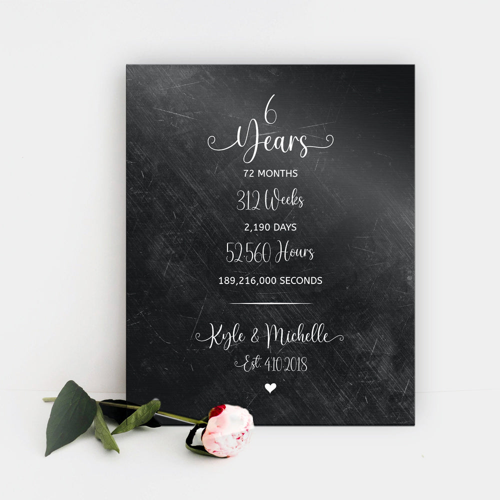 Tradtional Anniversary Plaque, Years Months Weeks Days Anniversry sign, 6th Anniversary Keepsake, Bedroom Decor, 6 years down forever to go