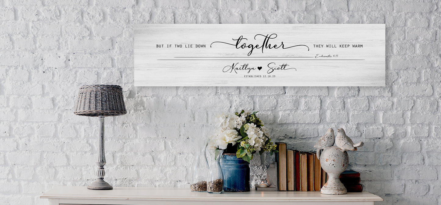 
                  
                    Christian Rustic Farmhouse Couples Personalized Decor, Wood Bedroom Sign, Ecclesiastes 4:11, Anniversary gift for daughter and son in law
                  
                