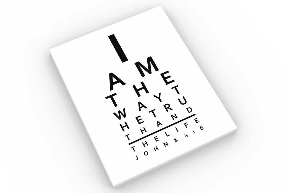 
                  
                    John 14:6 Eye Chart, I am the way the truth and the life fine art print, Bible Verse on Canvas, Scripture Print, Gift for Christian Eye Dr
                  
                
