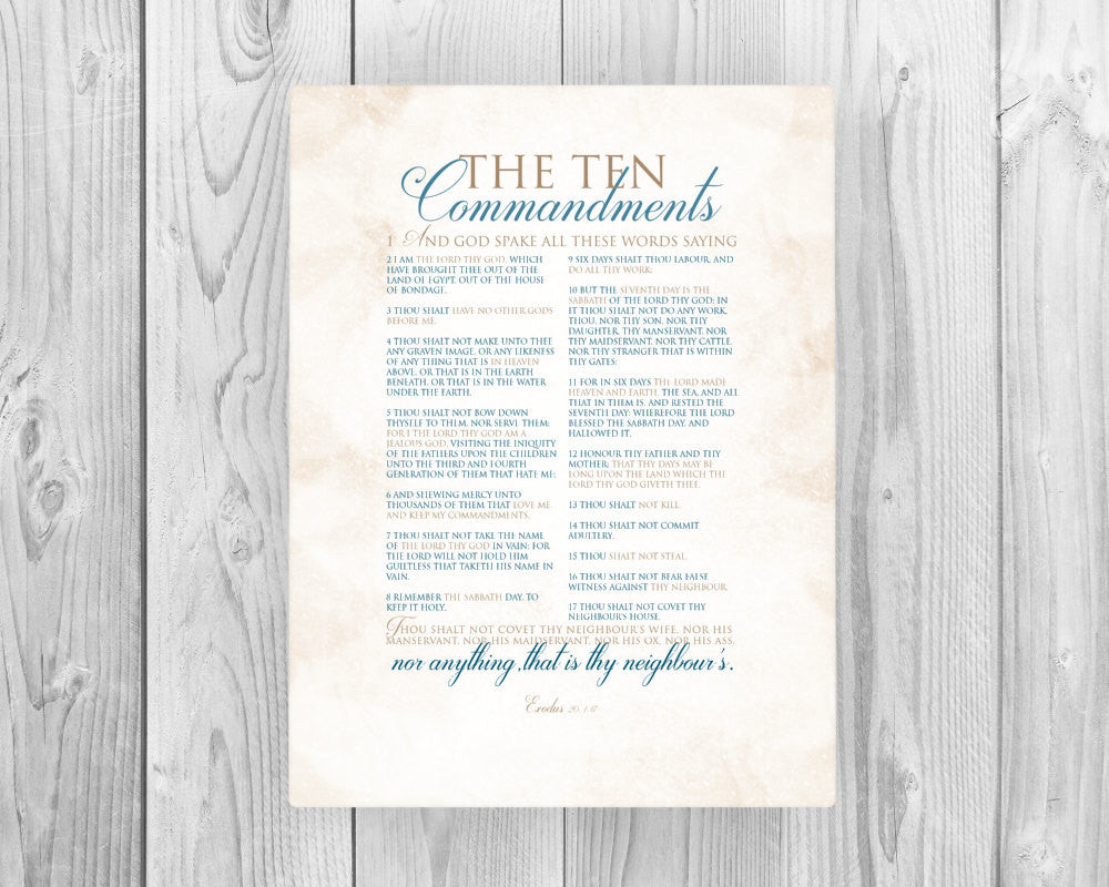 Ten Commandments on Canvas - Fine art and canvas personalized anniversary and inspirational gifts