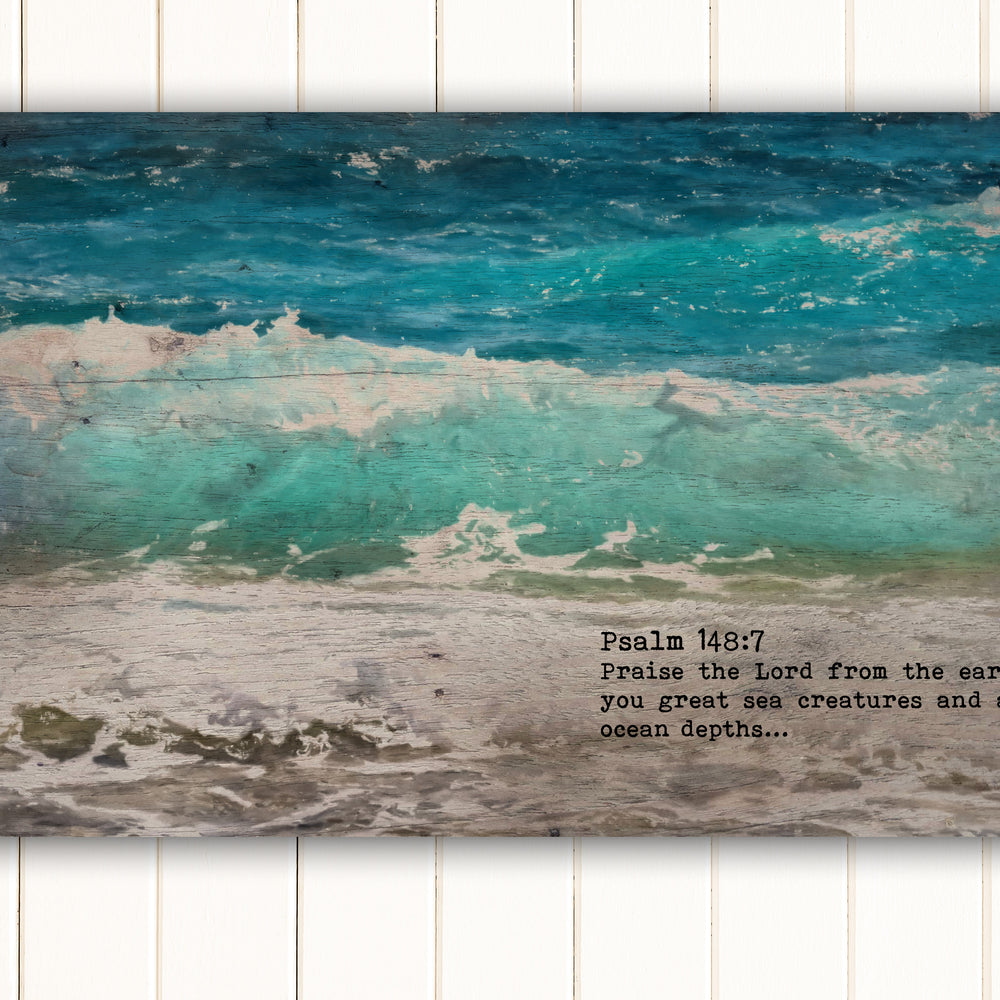 
                  
                    Wood Inspired Scripture Art: Psalm 148:7 on Canvas - Hunnycomb Proverbs - Wedding gift ideas - paper anniversary gifts 
                  
                