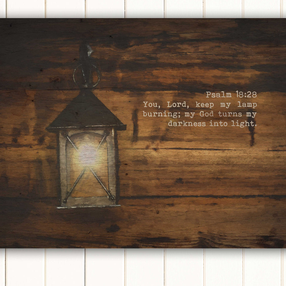 
                  
                    Wood Inspired Scripture Art: Psalm 18:28 on Canvas - Hunnycomb Proverbs - Wedding gift ideas - paper anniversary gifts 
                  
                