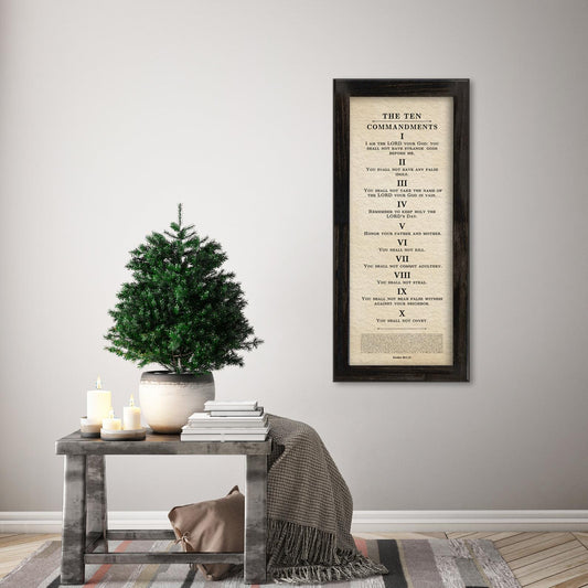 Framed Ten Commandments Parchment Wall Art